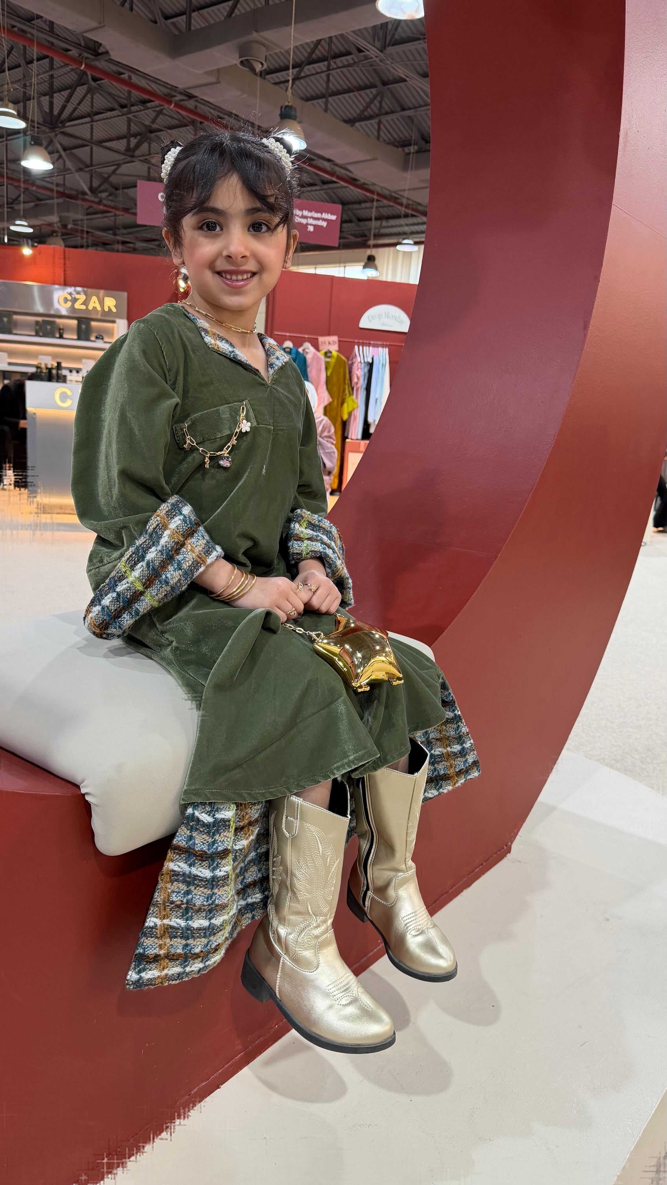 Green velvet kaftan