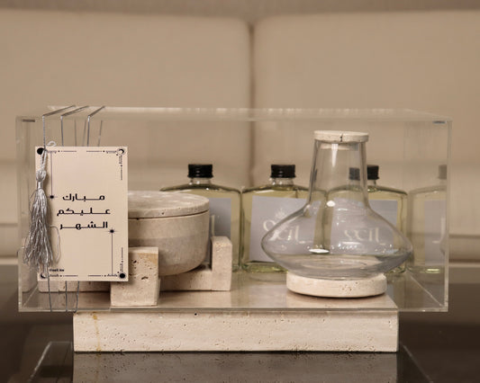 Marble mubkhar+diffuser box