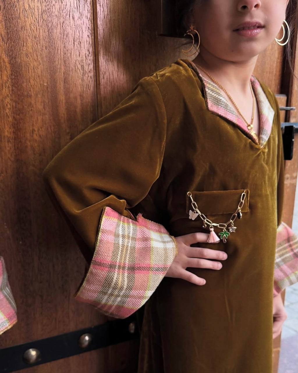 Velvet checkered kaftan