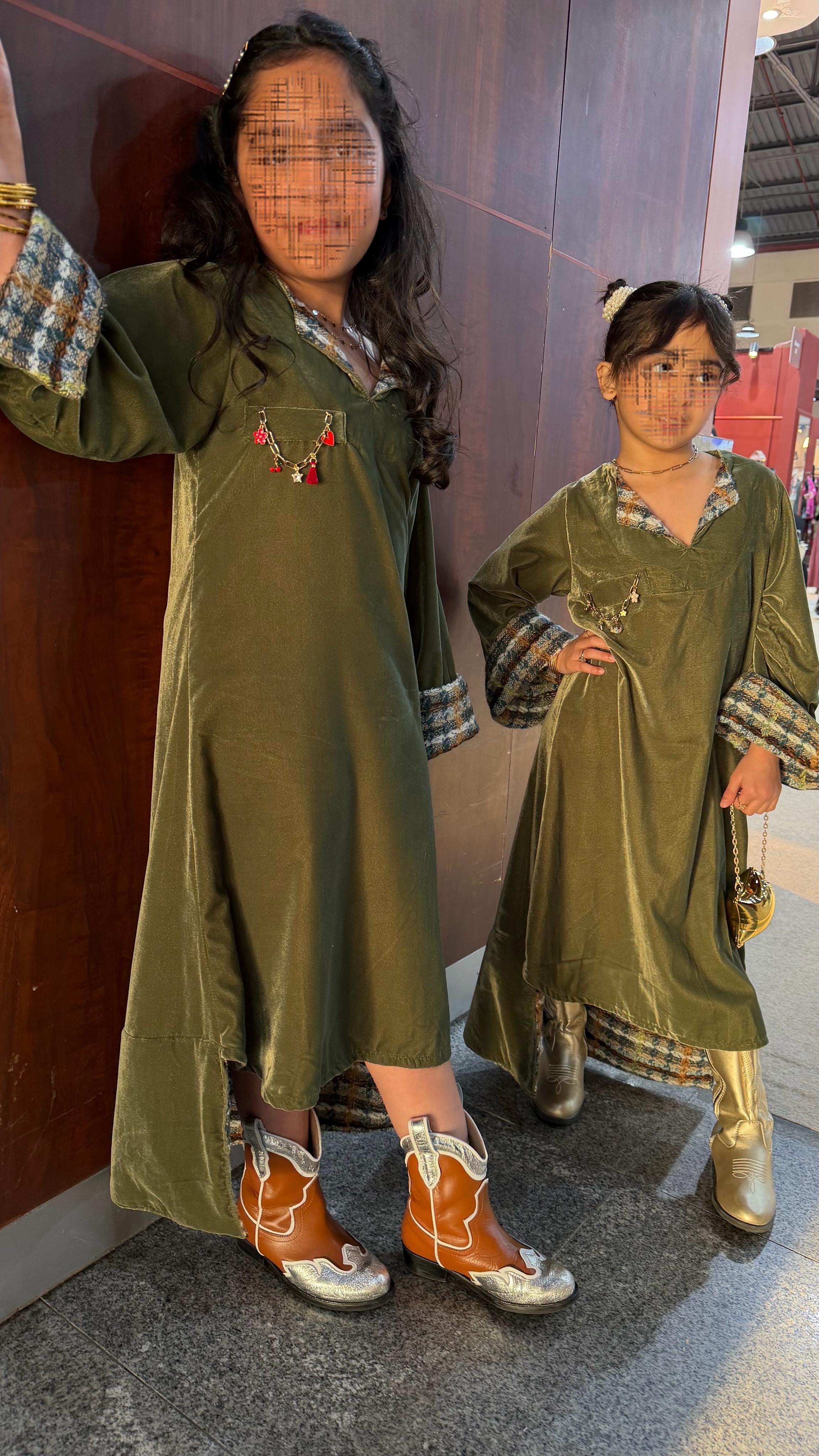 Green velvet kaftan