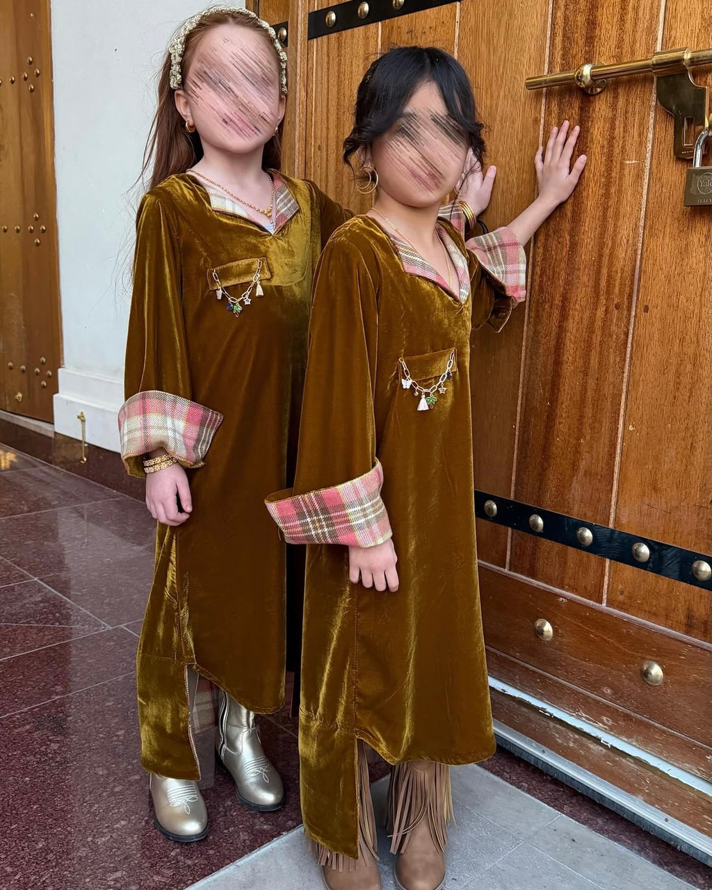 Velvet checkered kaftan