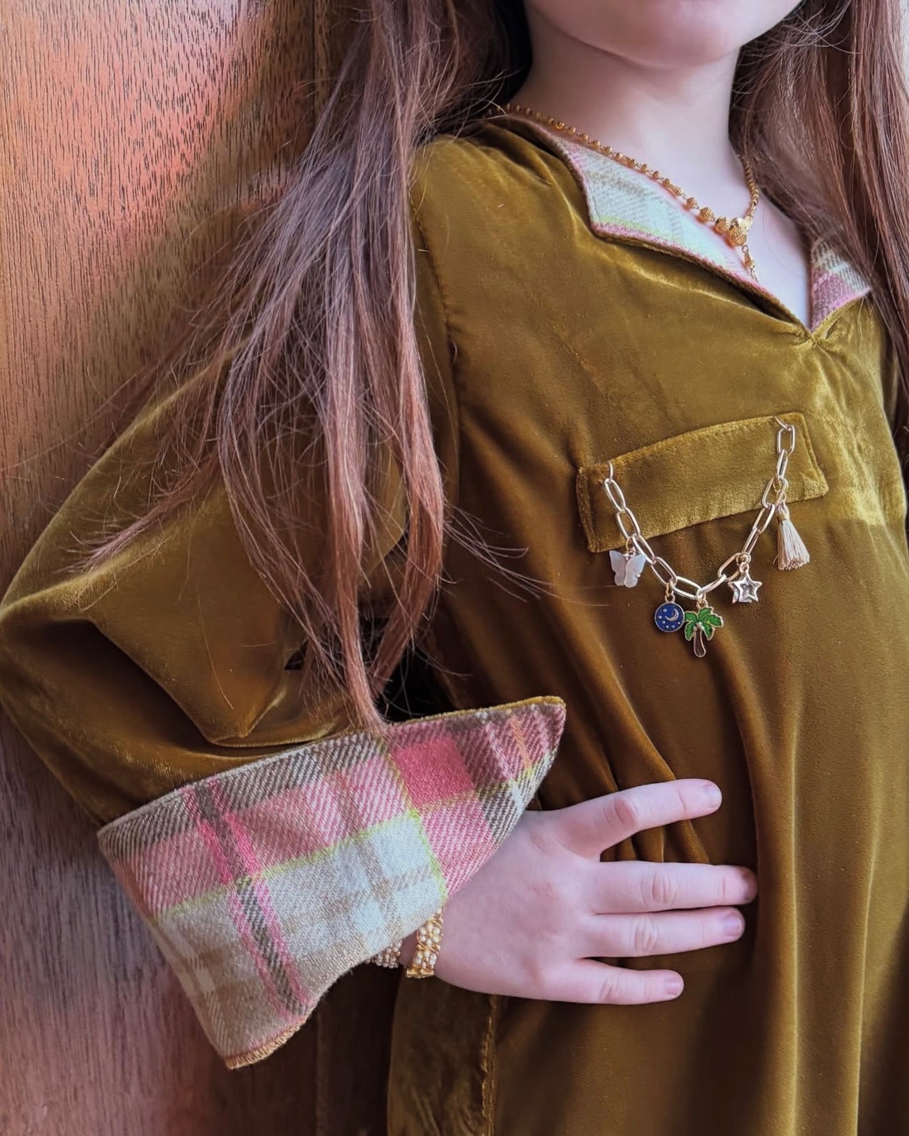 Velvet checkered kaftan